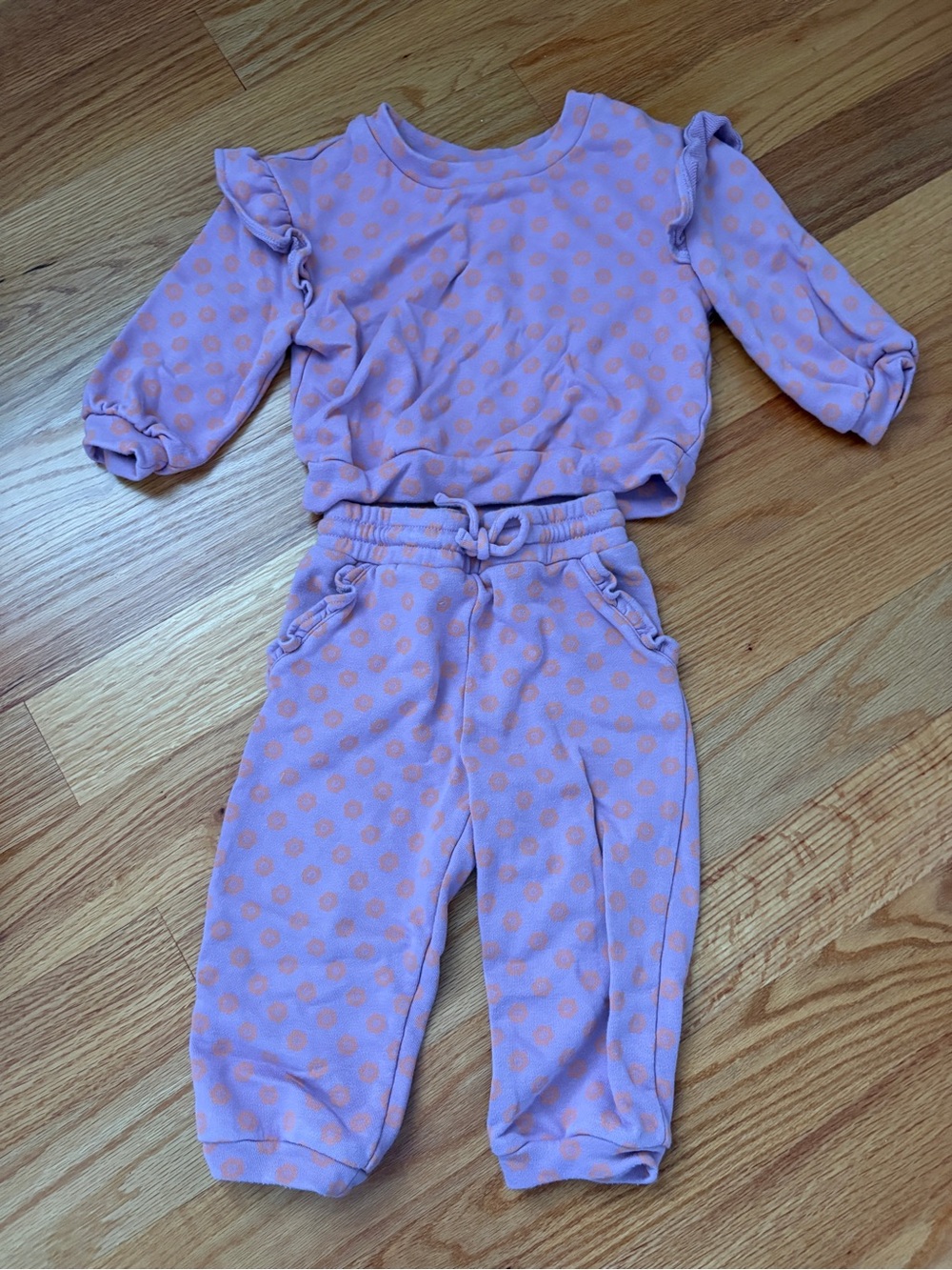 Cat & Jack Lavender and Peach Flower Pattern Kids Set
